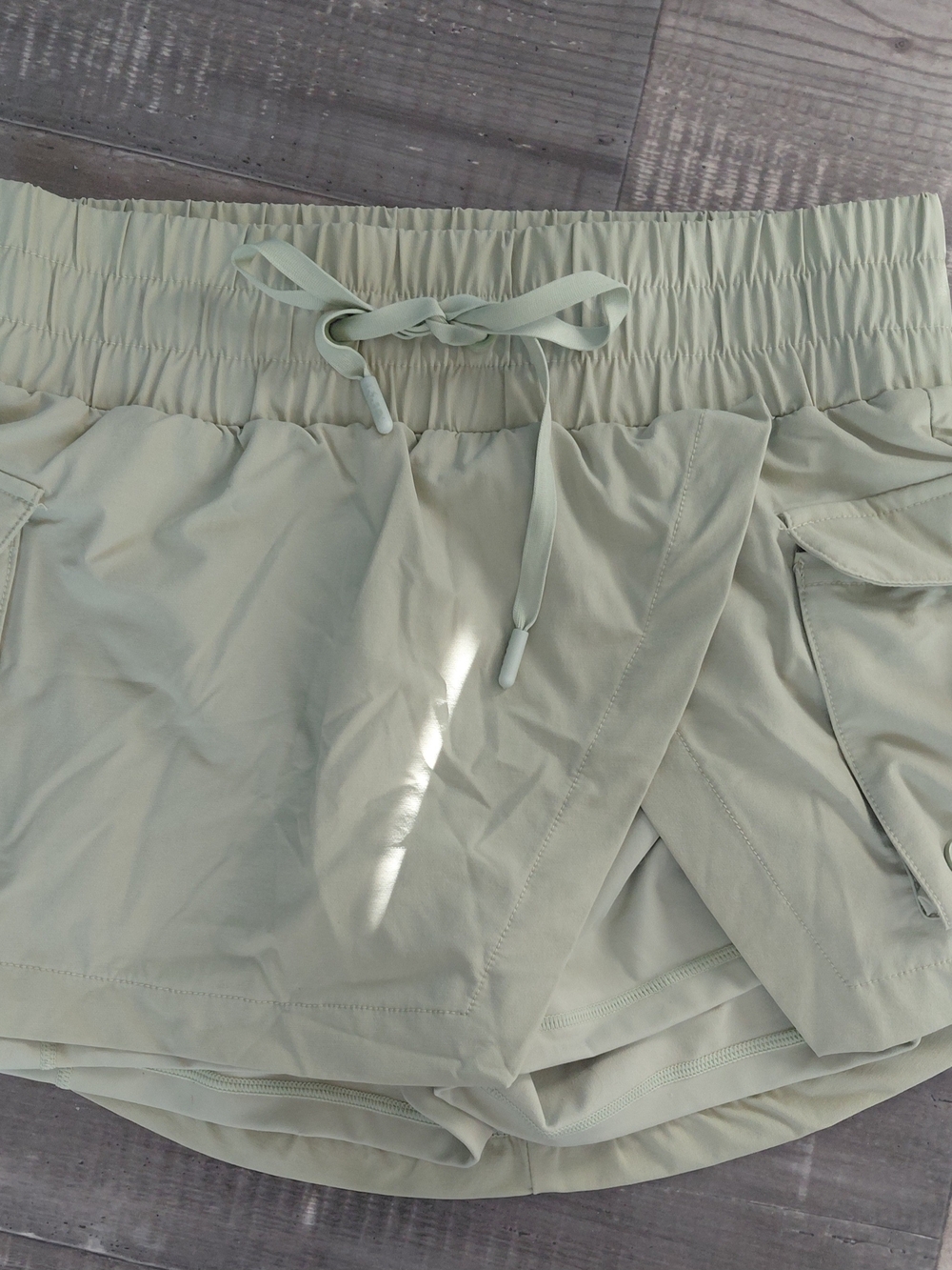 POPFLEX Light Sage Elastic-Waist Skort with Drawstring